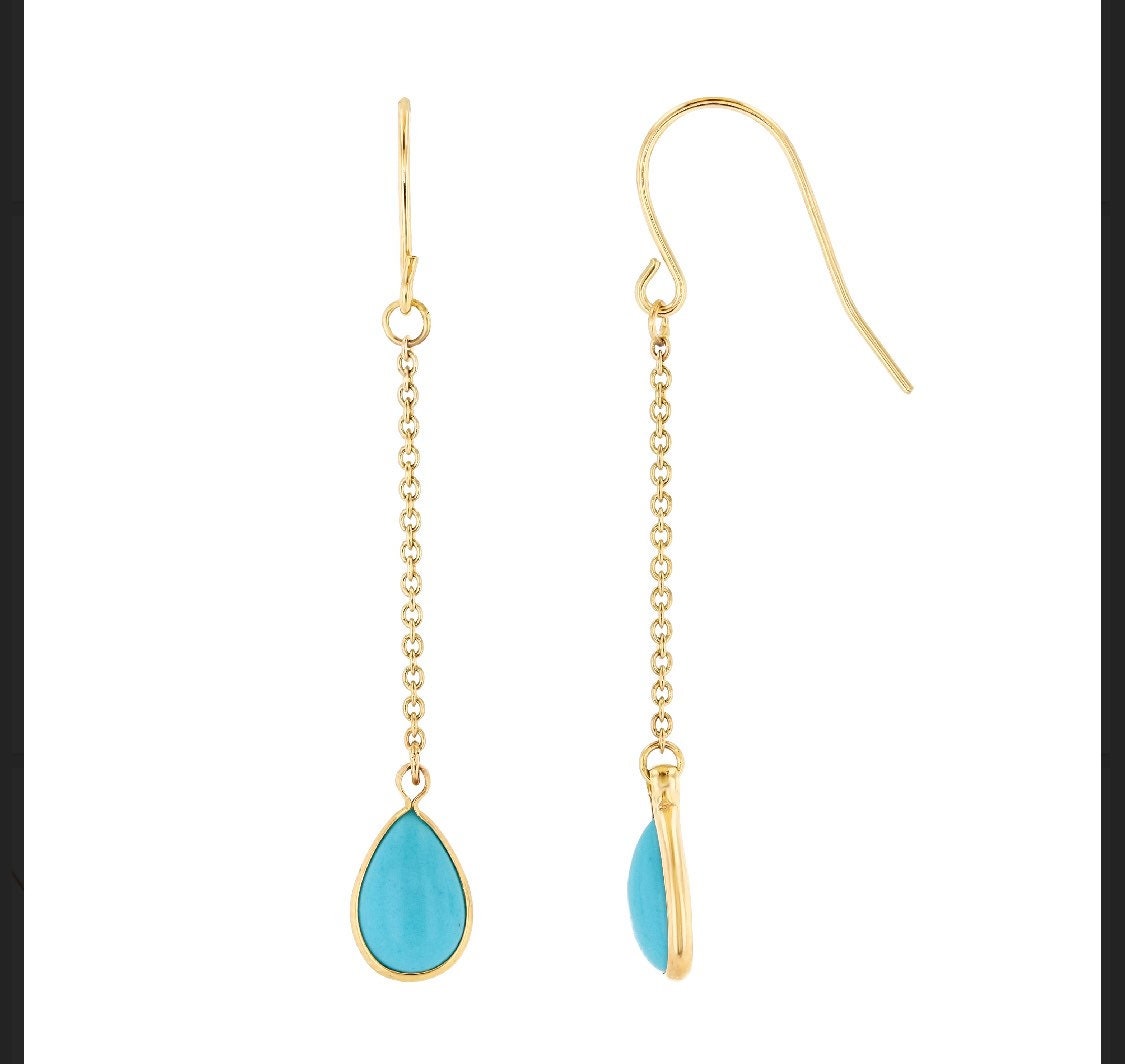 14K Türkis Tear Drop Ohrringe, Dornröschen Hängeohrringe, Birnenförmige Brautjungfern Schmuck 14K Türkis Tear Drop Ohrringe, Dornröschen Hängeohrringe, Birnenförmige Brautjungfern Schmuck von JewelrybyJSuhei