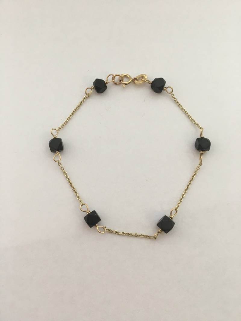 5-Zoll-14K Gelbgold Baby Azabache Armband, Armband 5-Zoll-14K Gelbgold Baby Azabache Armband, Armband von JewelrybyJSuhei