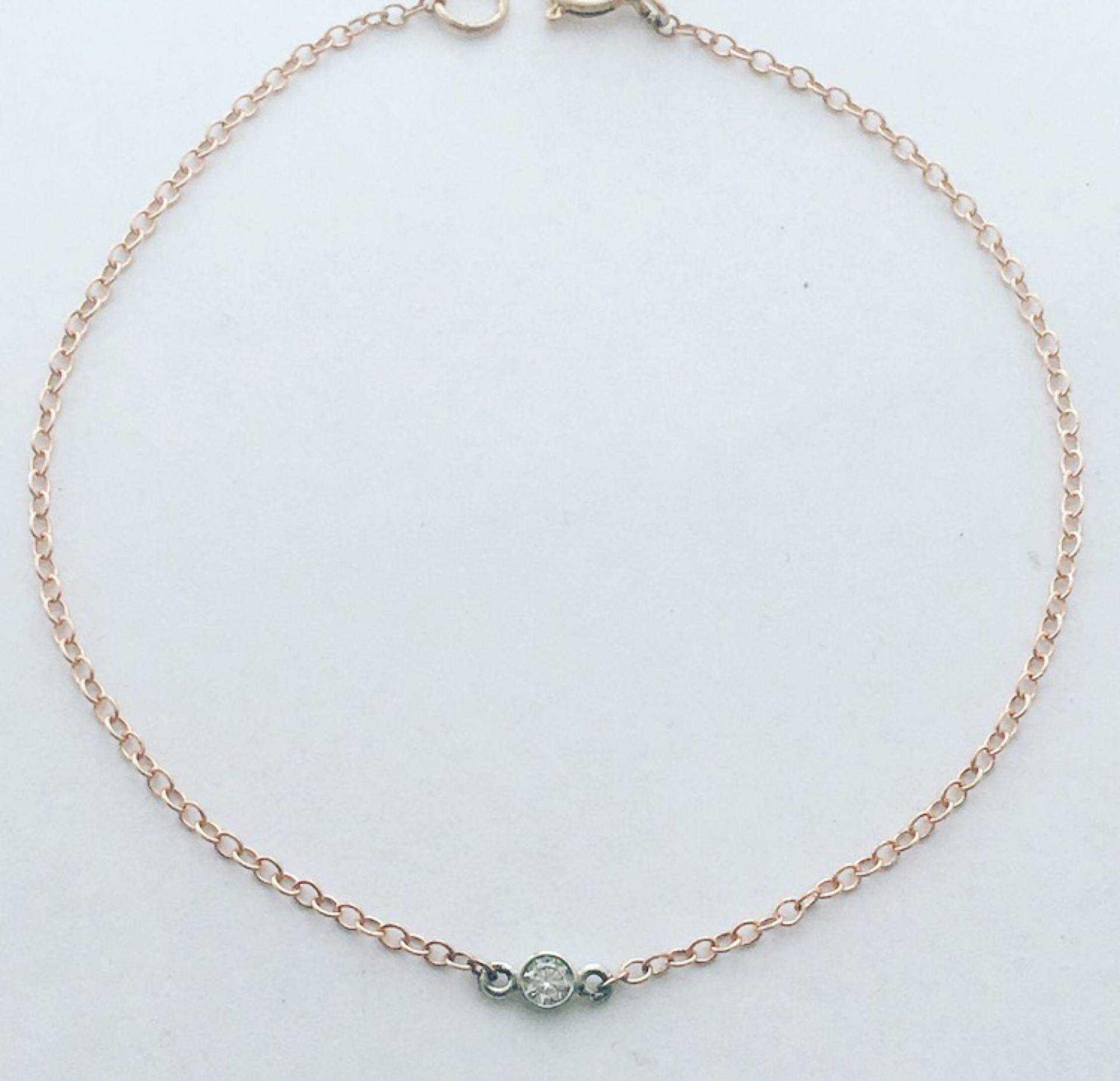 Rose Gold Diamant Schüttgut Armband, Lünette Armband Rose Gold Diamant Schüttgut Armband, Lünette Armband von JewelrybyJSuhei