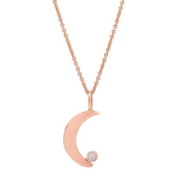 Roségold Mond Halskette, Und Diamant Geburtstag Halskette Roségold Mond Halskette, Und Diamant Geburtstag Halskette von JewelrybyJSuhei