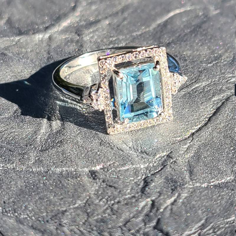 Blauer Topas Ring in Sterling Silber-Topas Schmuck-Topas Größe 7-Topas Heilstein-Geburtstagsring-Bemerkenswerter Ring-Geschenk von JewelrybyJohnM