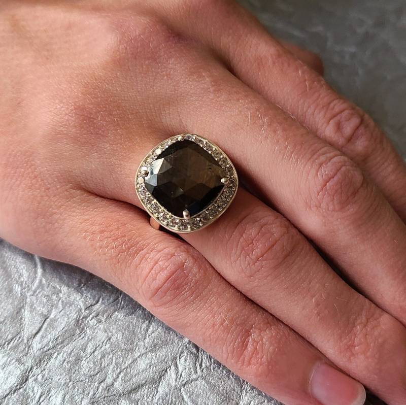 Rauchquarz Ring in Sterling Silber-Rauchquarz Schmuck-Quarz Ring-Chunky Quartz Ring-Bemerkenswerter Schmuck von JewelrybyJohnM