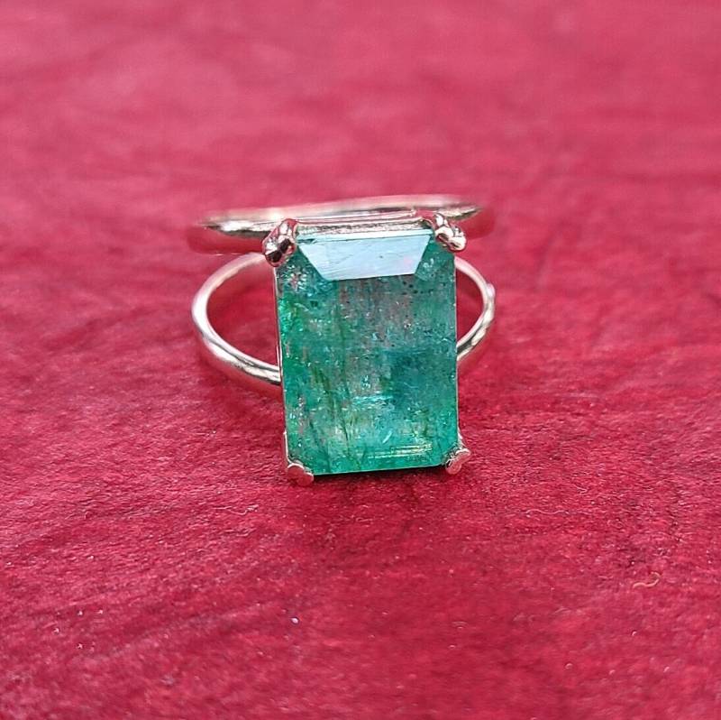 Smaragd Beryll Rose Vergoldet Silber Ring Größe 7-Smaragd Ring-Edel Ring-Bemerkenswerte Schmuck-Jubiläum Geschenk-Muttertag von JewelrybyJohnM