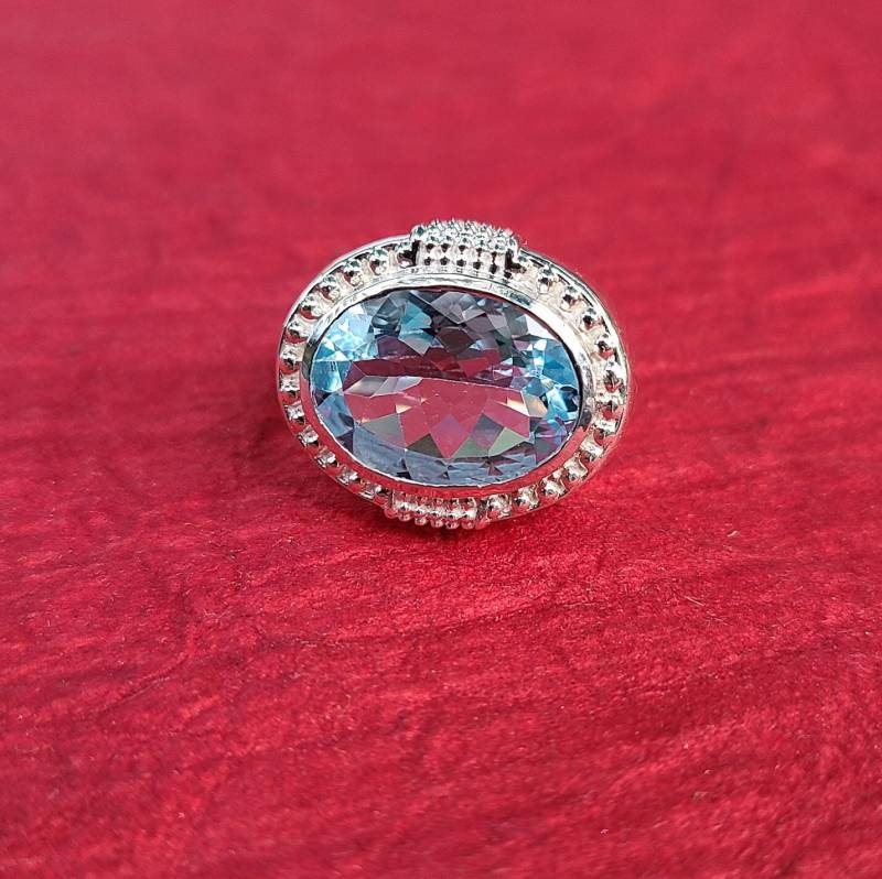 Unisex Ring Größe 9-Aquamarin Edelstein in Sterling Silber-Bemerkenswerter Für Ihn-Jubiläum Ihn-Geburtstagsgeschenk-Signet von JewelrybyJohnM