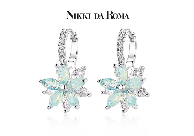 Flower Ohrringe Aaa Cubic Zirkon. Plattiert Mit Echt Weißgold Inkl. Geschenkverpackung von josyArtmade