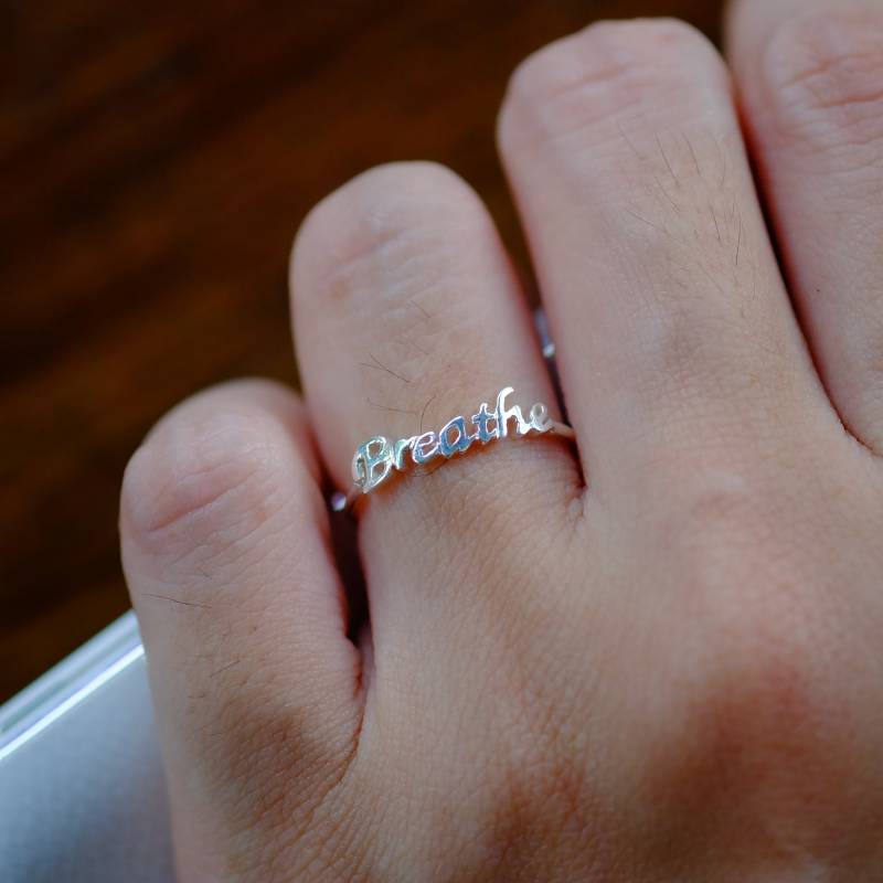 Atmen Ring Sterling Silber Wort Ring, Yoga Zen Schmuck Atmen Ring Sterling Silber Wort Ring, Yoga Zen Schmuck von JewelrybyPITK
