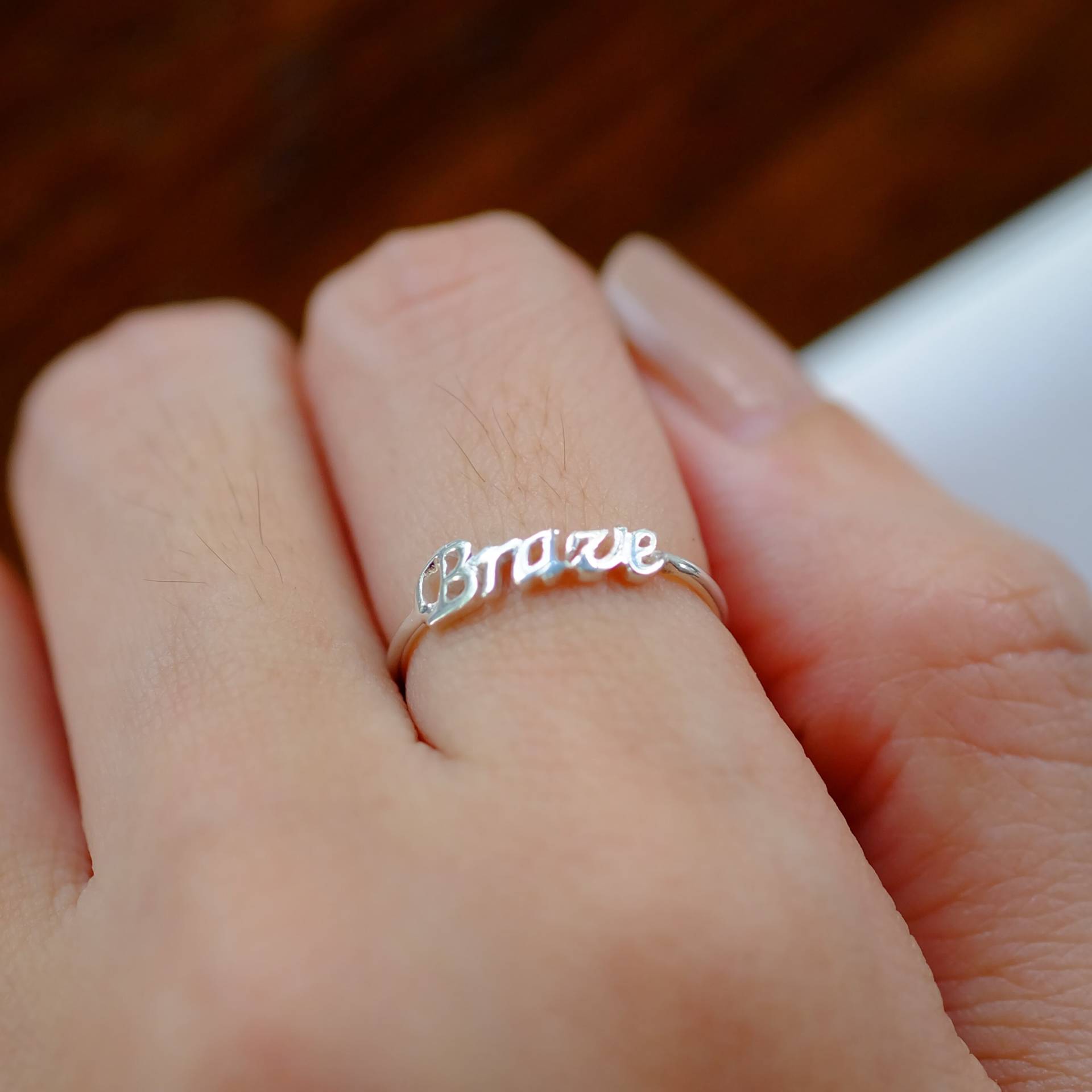 Mutiger Ring Aus Sterlingsilber Inspirierender Wortschmuck, Motivationsring Mutiger Ring Aus Sterlingsilber Inspirierender Wortschmuck, Motivationsring von JewelrybyPITK