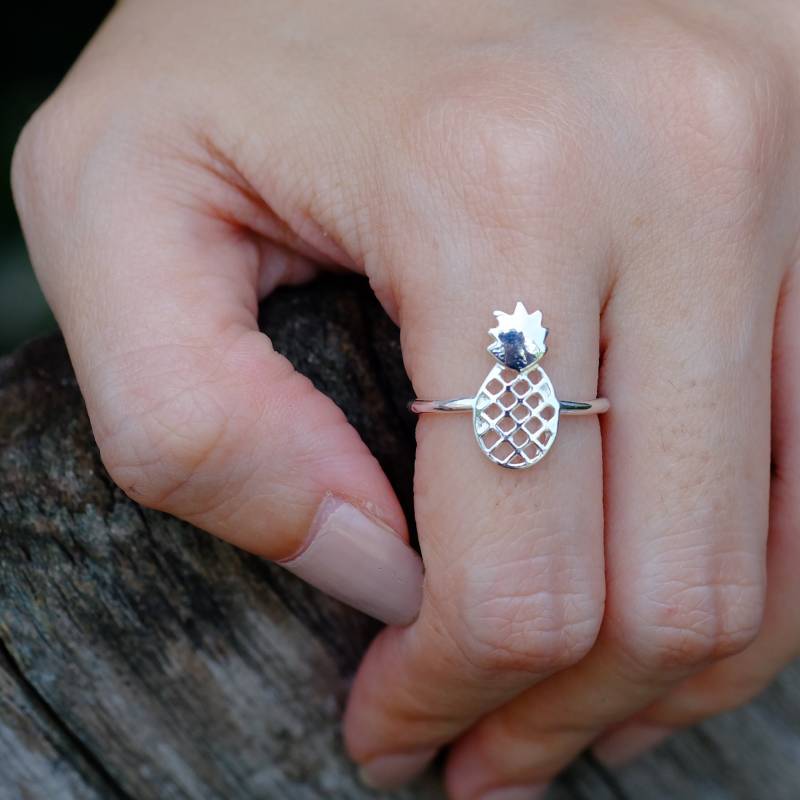 Ananas Ring Aus 925Er Silber Boho Stapelschmuck Ananas Ring Aus 925Er Silber Boho Stapelschmuck von JewelrybyPITK