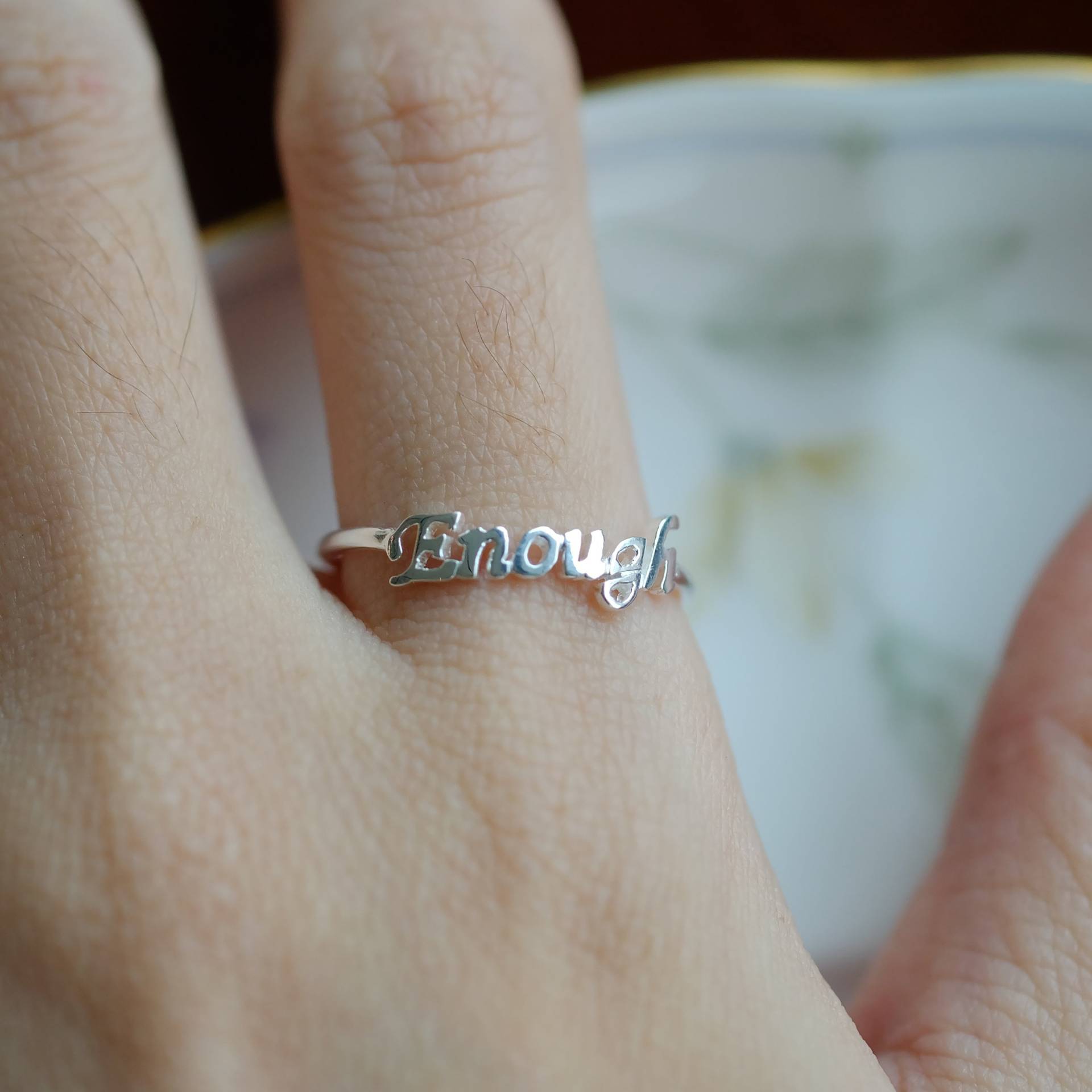 sterling Silber Genug Ring, Wort Ringe, Inspirational Schmuck Silber, Personalisierte Ring, Beste Freundin Geschenk, Abschlussgeschenk, Geschenk Für sterling Silber Genug Ring, Wort Ringe, Inspirational Schmuck Silber, Personalisierte Ring, Beste Freundin Geschenk, Abschlussgeschenk, Geschenk Für von JewelrybyPITK