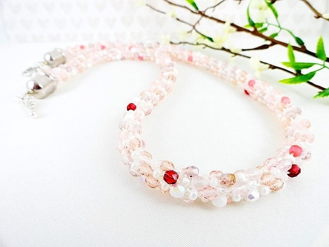 Pfefferminze Rosa Kumihimo Halskette Perlen Gewebt Handgefertigte Schmuck Geschenk Valentinstag Geburtstag Mütter Tagesgeschenk Für Sie von JewelrybyPJ