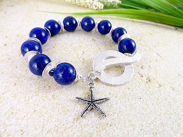 Seesterne Schmuck Lapis Armband Lazuli Meer Sterne Sommer Mütter Tag Handgemachte Geschenk Zum Geburtstag Seesterne Schmuck Lapis Armband Lazuli Meer Sterne Sommer Mütter Tag Handgemachte Geschenk Zum Geburtstag von JewelrybyPJ