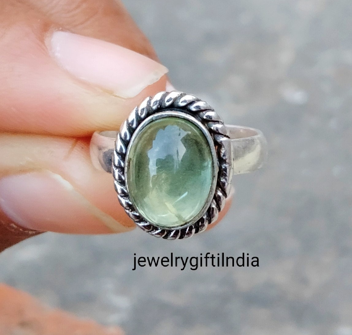 Aquamarin Stein Ring, 925 Sterling Silber Bandring, Handgemachter Frauen Sorgen Schöne Geschenk Für Sie von JewelrygiftIndia