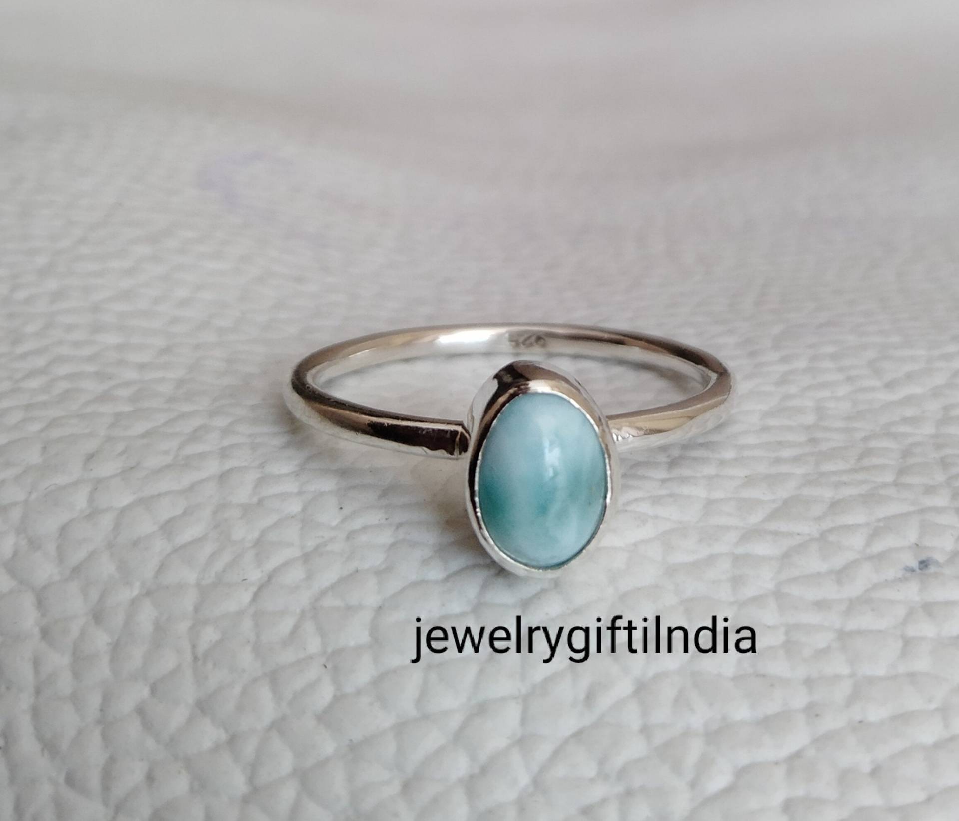 Larimar Edelstein Ring, 925 Sterling Silber Bandring, Handgemachter Statement Meditation Geschenk Für Sie, Frauen Kostenloser Versand von JewelrygiftIndia