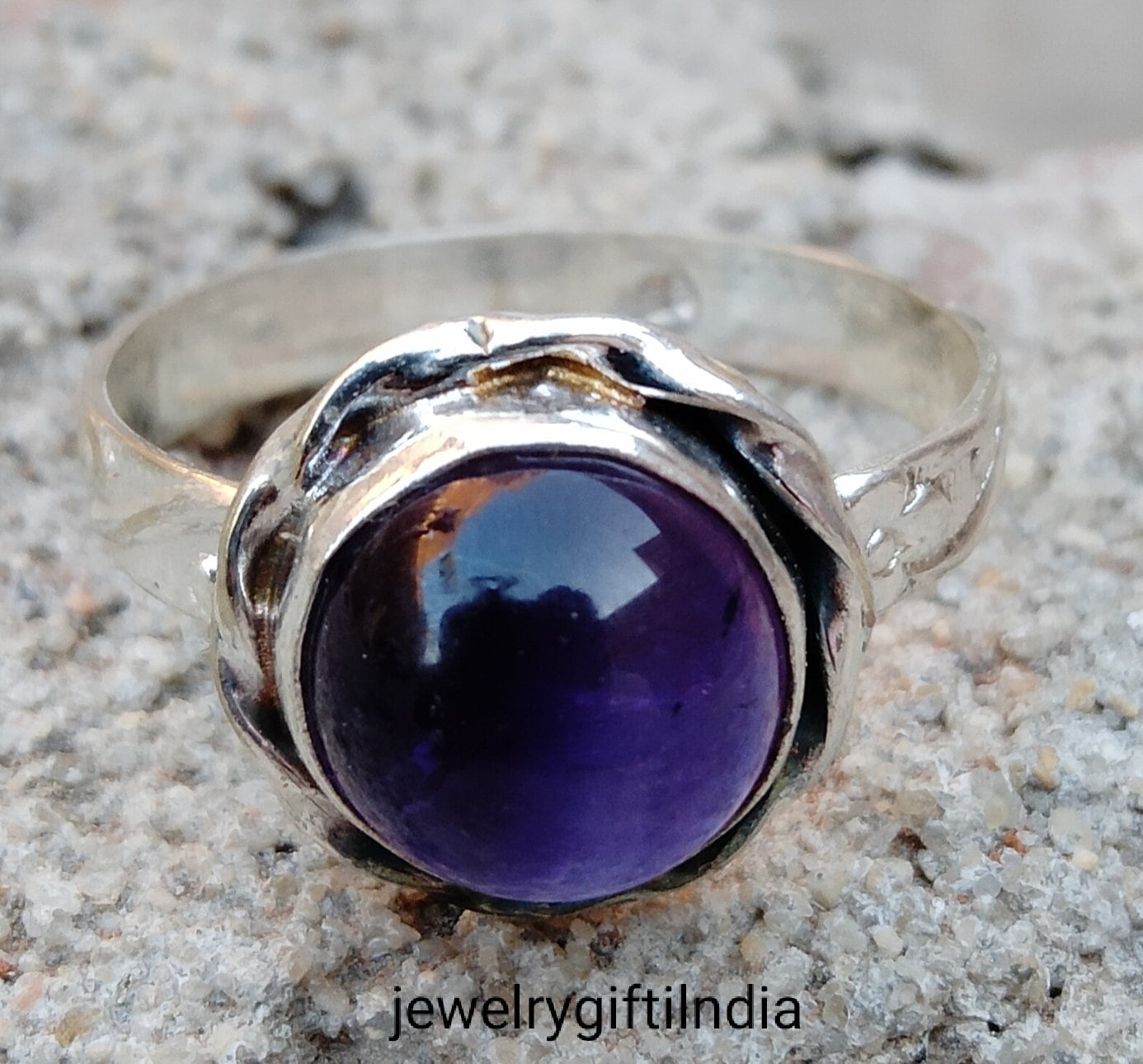 Natürlicher Amethyst Siegelring, Herrenring, Sterling Silber Ring, Jubiläumsringe Für Männer, Hochzeit Lila Bandring von JewelrygiftIndia