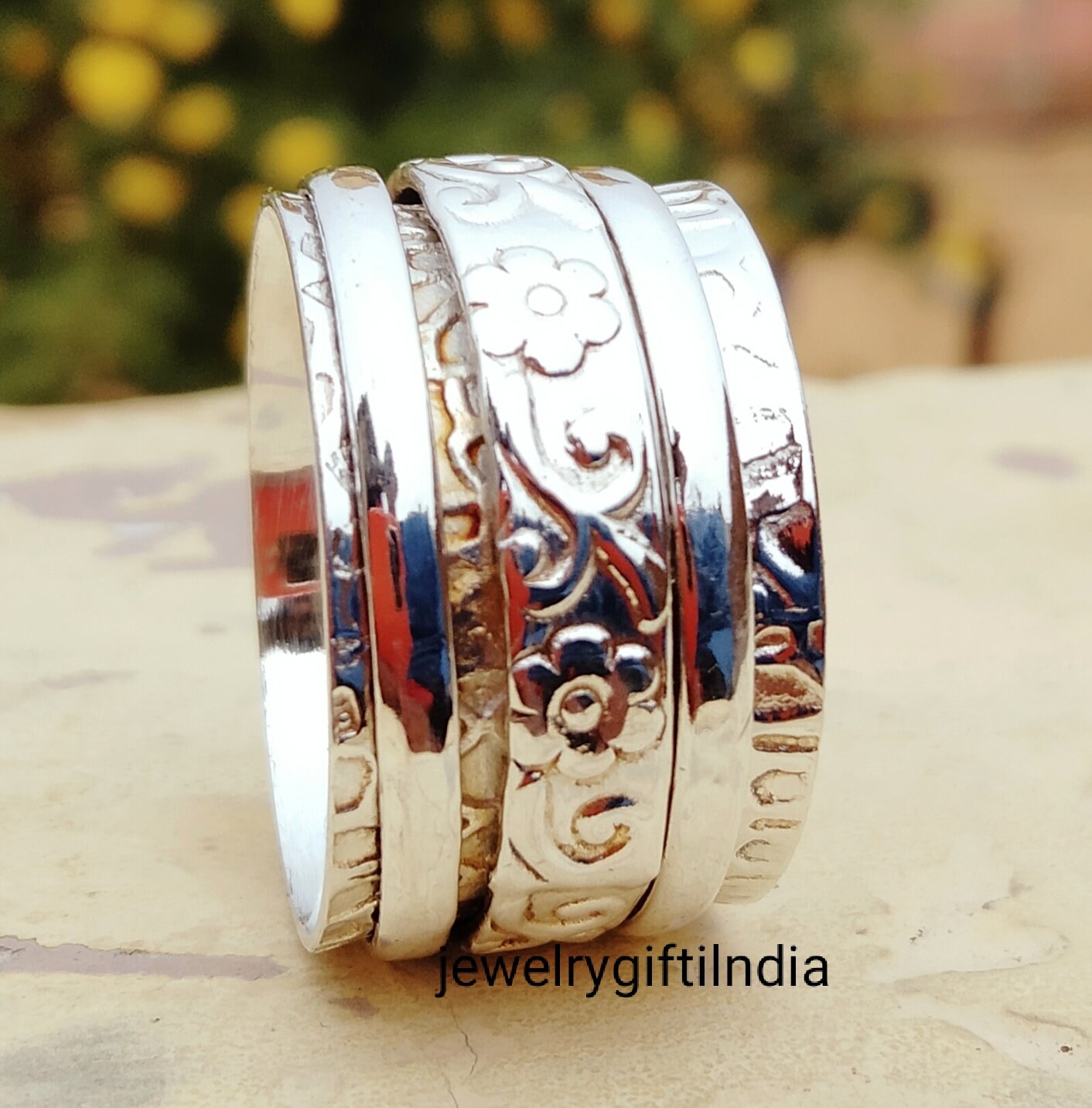 Spinner Ring, Angst Fidget Boho Daumen Sorgen 925 Silber Spinning Ring, Frauen Ring, Geschenk Für Sie von JewelrygiftIndia