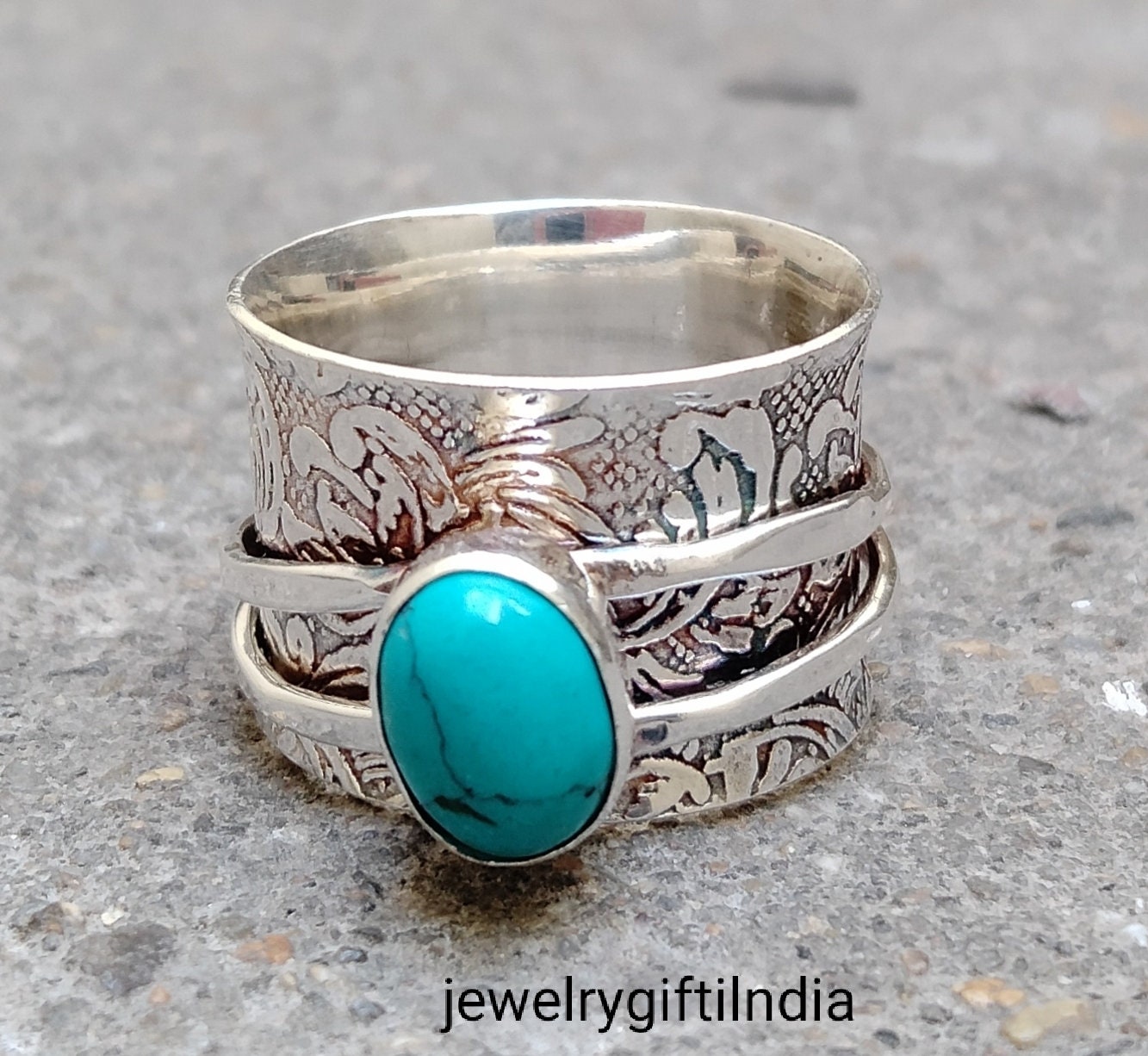 Türkis Ring, Sterling Silber Ring Für Frauen, Statement Mit Stein, Edelstein Boho Schmuck, Natürlicher Türkis Ring, Sterling Silber Ring Für Frauen, Statement Mit Stein, Edelstein Boho Schmuck, Natürlicher von JewelrygiftIndia