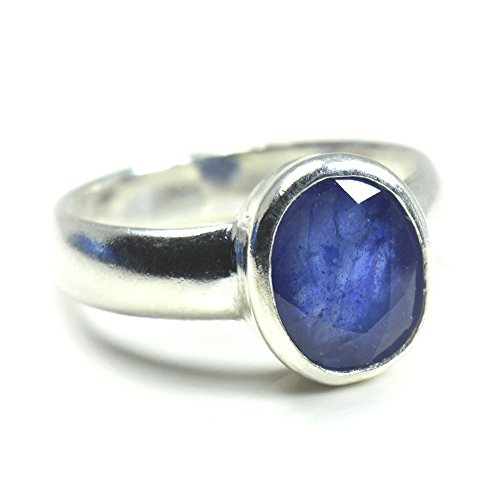 JewelryOnClick Herren - Nicht zutreffend Sterling-Silber Ovalschliff blau Saphir von Jewelryonclick