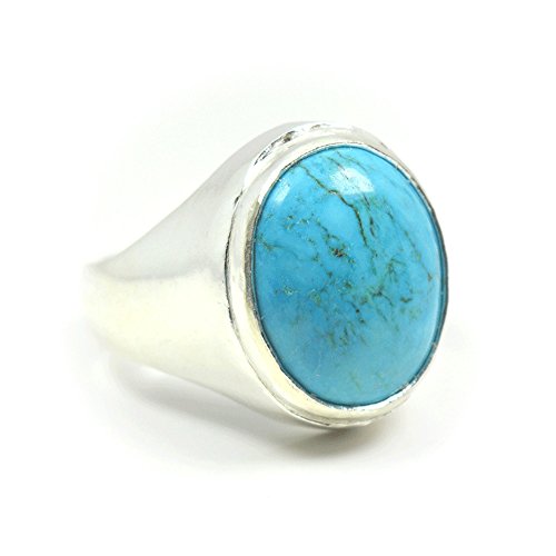 JewelryOnClick Herren - Sterling-Silber Oval Turquoise Türkis von Jewelryonclick