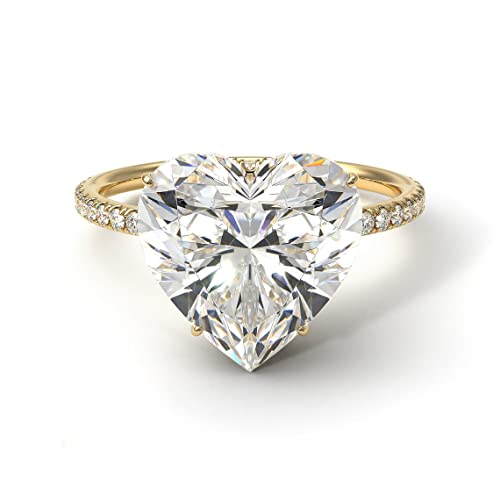 Jewelryonclick 18 Karat vergoldeter Ring in Herzform, weißer Zirkonia, Alltagskleidung, Partykleidung, Verlobungsring, Verlobungsgeschenk für Frauen, Mädchen und Damen, Größe: L von Jewelryonclick