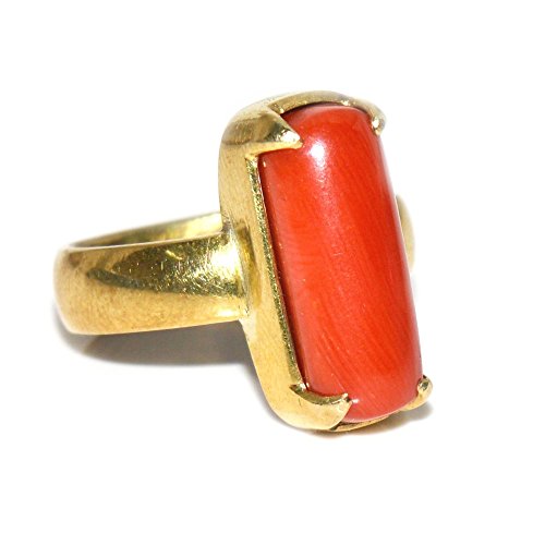 Jewelryonclick 3 Karat Koralle rot Natur panchdhatu Legierung einfach für Herren Ring Größe UK J 1/2 ? Z - 57 (18.1) von Jewelryonclick