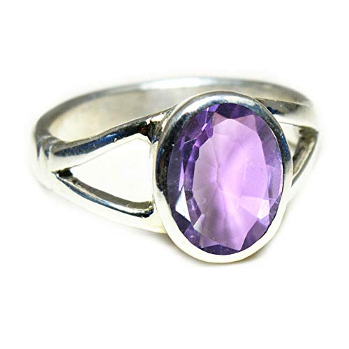 Jewelryonclick Damen Herren Unisex Kinder - Oval Natürlicher Amethyst, facettiert von Jewelryonclick