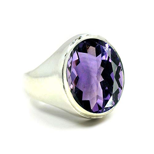 Jewelryonclick Damen Herren Unisex Kinder - Oval Natürlicher Amethyst, facettiert von Jewelryonclick