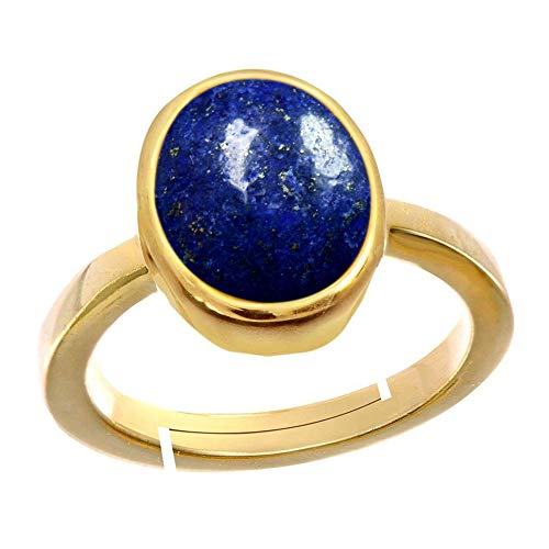 Jewelryonclick Natürliche vergoldete verstellbare Ring Blauer Lapis-Lazuli Stein Ring oval Form cabochon Schnitt in größe 46.1 bis 55,1 für männer & Frauen von Jewelryonclick