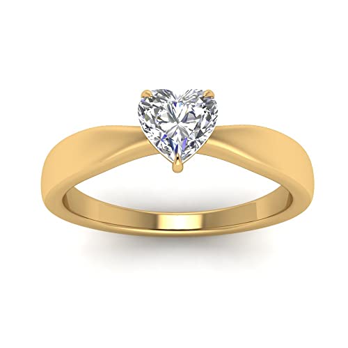 Jewelryonclick Solitärring mit konischer Schleife gelb vergoldet Erstellt Cubic Zircon Herz Solitär Verlobungsringe Zinkeneinstellung Größe 58 Leichte Ornament-Geschenk von Jewelryonclick