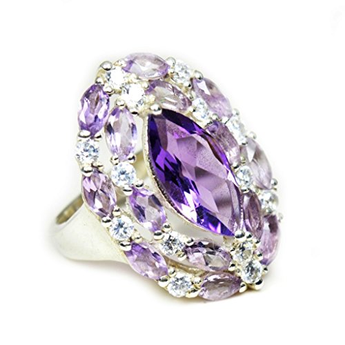 Jewelryonclick Unisex - 0,925 Silber Marquiseschliff Purple Amethyst von Jewelryonclick