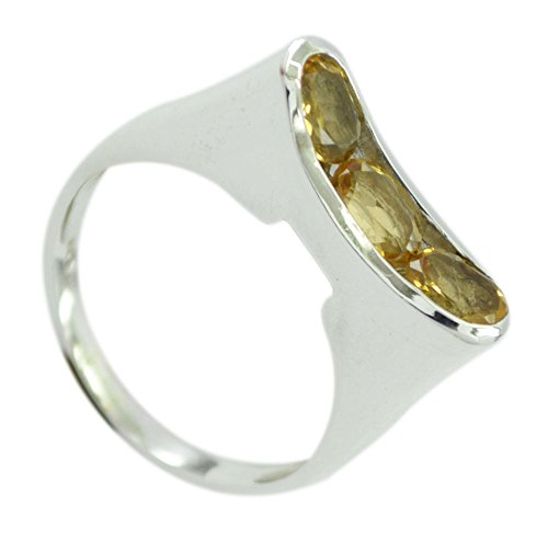 Jewelryonclick echte Citrin Mutter Ringe mit 3 Steinen Ring 925 Sterling Silber in Größe 53 (16.9) von Jewelryonclick