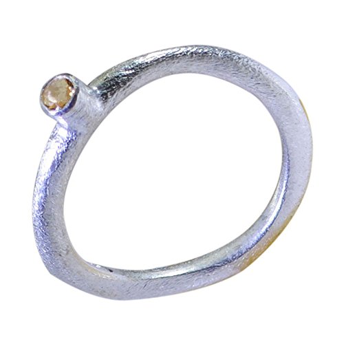 Jewelryonclick echte Citrin Silber Ring Runde Stein Lünette Stil Schmuck erhältlich in Größe 54 (17.2) von Jewelryonclick