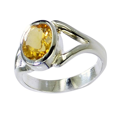 Jewelryonclick echte Citrin Sterling Silber hübsche Ring für Frauen ovale Form Lünette Stil Größe 54 (17.2) von Jewelryonclick