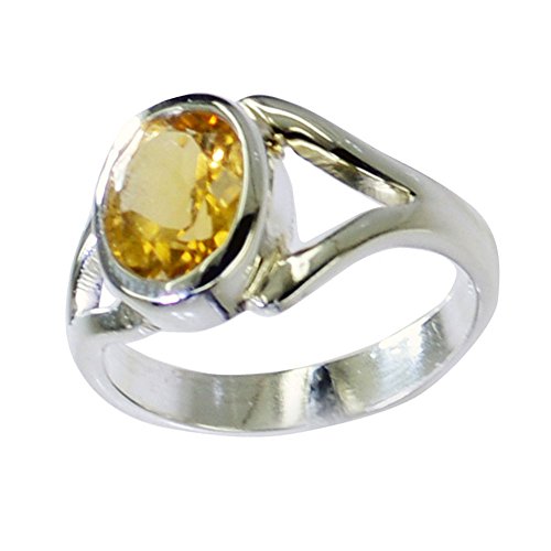 Jewelryonclick echte Citrin Sterling Silber hübsche Ring für Frauen ovale Form Lünette Stil Größe 56 (17.8) von Jewelryonclick