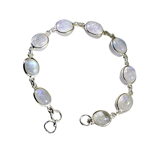 Jewelryonclick echte Regenbogen Mondstein Sterling Silber Link Armbänder für Frauen Geburtstagsgeschenk 8 Zoll von Jewelryonclick