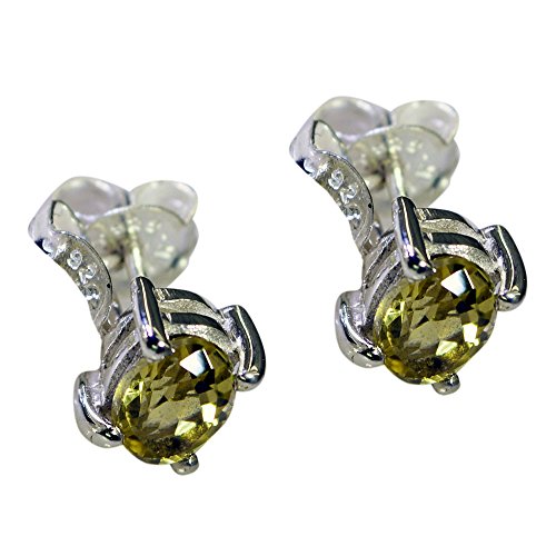 Jewelryonclick natürliche Lemon Quartz Earings Stud für Jugendliche Mädchen Sterling Silber Push Back Handcrafted von Jewelryonclick