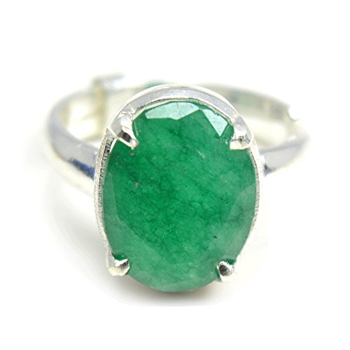 jewelryonclick Smaragd Edelstein 5,5 Karat Echte Natürliche 92,5 Sterling Silber verstellbar Ring von Jewelryonclick