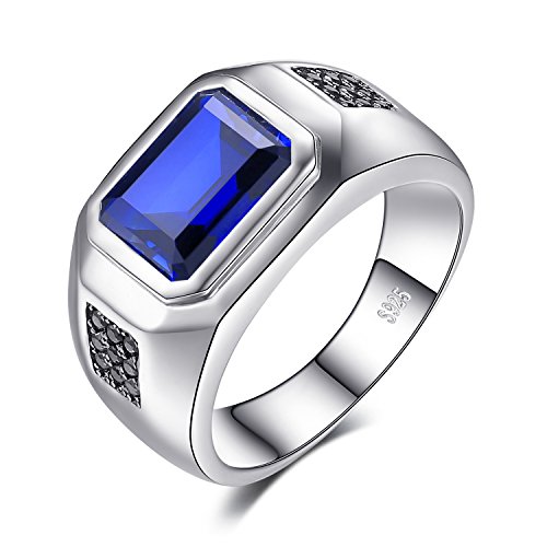 JewelryPalace Männer 4.3ct Erstellt Blaue Saphir Natürlicher Schwarzer Spinell Jahrestag Ringe Hochzeitsring 925 Sterling Silber Größe 57 To 68 von JewelryPalace