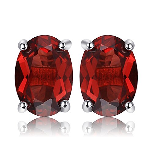 JewelryPalace Ovalschliff 2ct Echt Roter Granat Birthstone Ohrstecker Silber 925 Damen, Schmuck Set, Ohrringe Silber Edelstein Mädchen, Ohrstecker Silber Klein mit Stein Frauen Geschenk von JewelryPalace