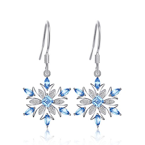 JewelryPalace Schneeflocke 1.4ct Echt Schweizer Blau Topas Ohränger Baumeln Ohrringe 925 Sterling Silber von JewelryPalace