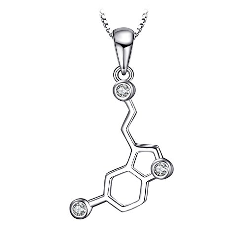 JewelryPalace Kette Liebe Serotonin Molekül, Kette Silber Zirkonia, Halskette Damen Silber 925 Collier 45CM, Schmuck Set für Frauen, Schmuck Mädchen von JewelryPalace