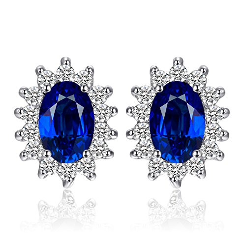 JewelryPalace Prinzessin Diana Kate Middleton 1.5ct Erstellt Saphir Ohrstecker Silber 925 Damen, Blauer Schmuck Set, Ohrringe Silber Edelstein Mädchen, Ohrstecker Silber mit Stein Frauen Geschenk von JewelryPalace