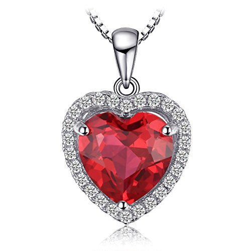 JewelryPalace Herz des Ozeans 3.9ct Erstellt Rubin Ketten Anhänger 45CM, Rote Schmuck Set, Liebe Halskette Damen Silber 925 Collier Damen Edelstein Mädchen, Modeschmuck mit Roter Stein Frauen von JewelryPalace