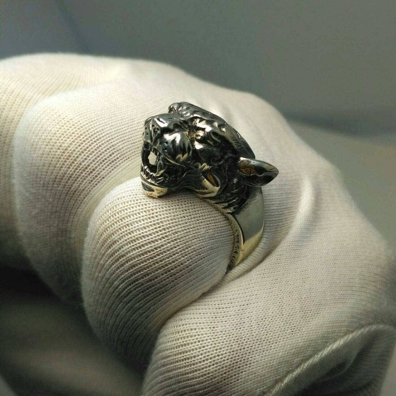 Tiger Ring. Schmuck. Tier. Katze. Wild. Totem Silberner Tiger. Herrenschmuck. Kopftiger. Große Katzen von Jewelrywax