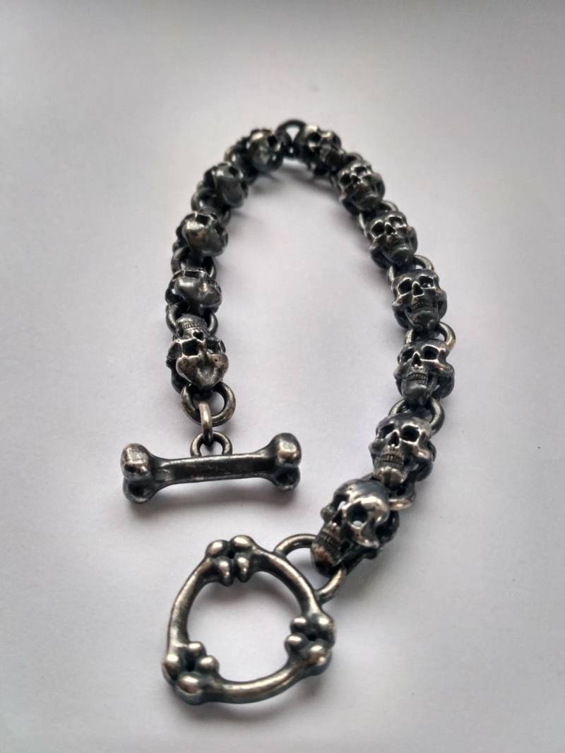 sterling Silber. Totenkopf Armband. Silber Legierung 925 Schwarz Rhodiniert Armreif sterling Silber. Totenkopf Armband. Silber Legierung 925 Schwarz Rhodiniert Armreif von Jewelrywax