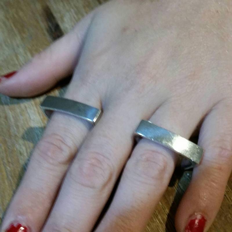 Breite Top Flachen Ring Sterling Silber Unisex Stapler Ringe von JewelrywitAttitude