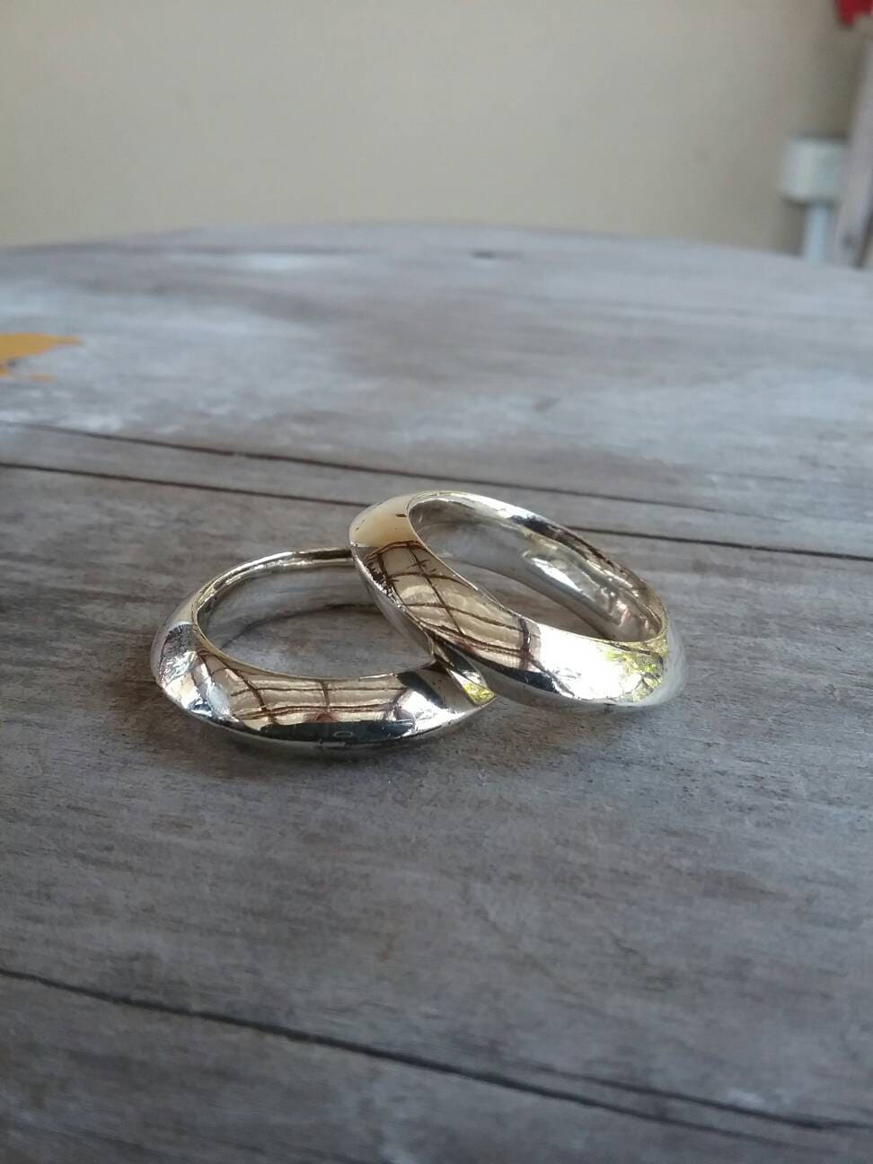 Dreieck Ring, Massiv 925 Silber, Hochzeitsring, Hochzeitskleid Ihre Und Ihn Größe von JewelrywitAttitude