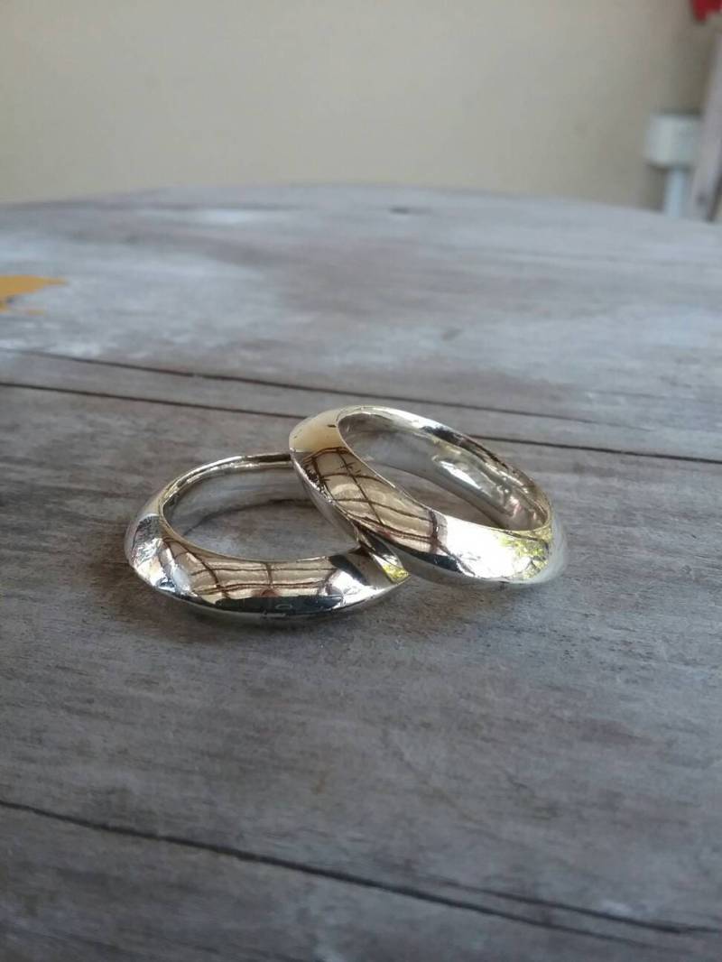 Dreieck Ring, Massiv 925 Silber, Hochzeitsring, Hochzeitskleid Ihre Und Ihn Größe von JewelrywitAttitude