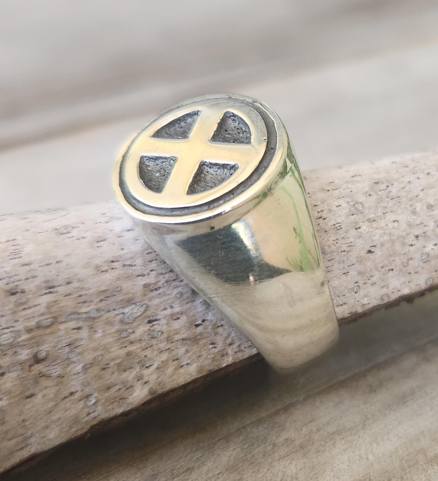 Gen X Siegelring, 925 Sterling Silber, X-Mann-Ring, Kreuz Und Kreis Vielfraß, X-Siegelring, Superheld, Comic von JewelrywitAttitude