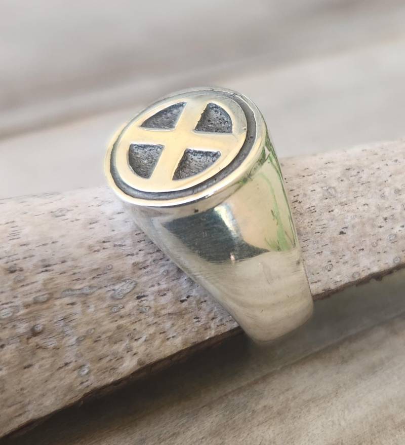 Gen X Siegelring, 925 Sterling Silber, X-Mann-Ring, Kreuz Und Kreis Vielfraß, X-Siegelring, Superheld, Comic von JewelrywitAttitude