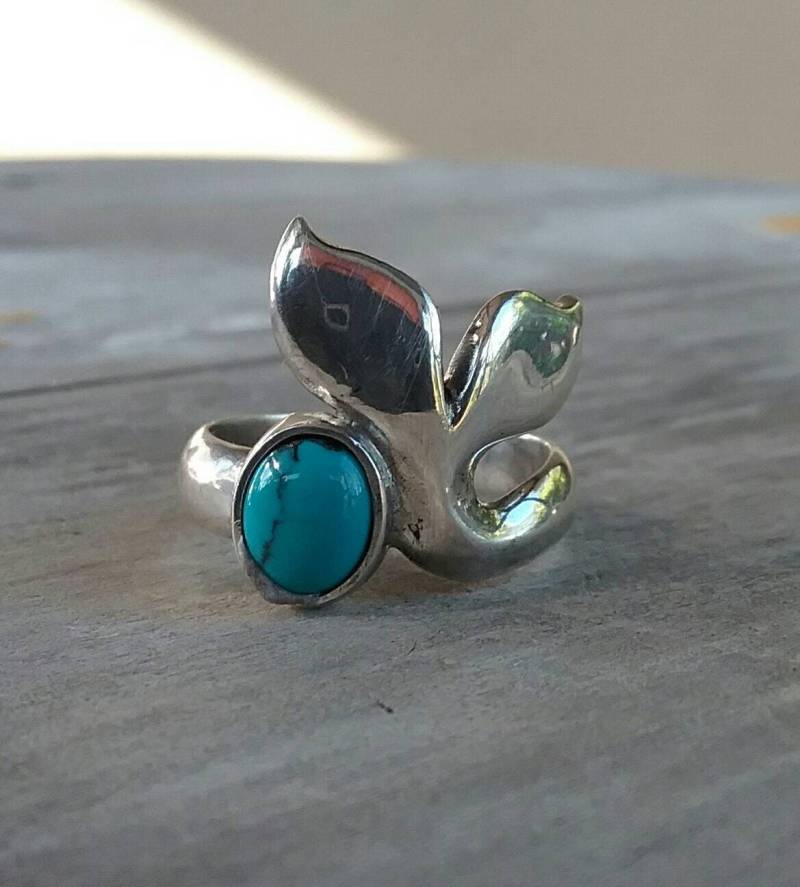 Türkis Wal Ring, 925 Sterling Silber, Delfin, Delfin, Delfin Schmuck, Handgemacht von JewelrywitAttitude